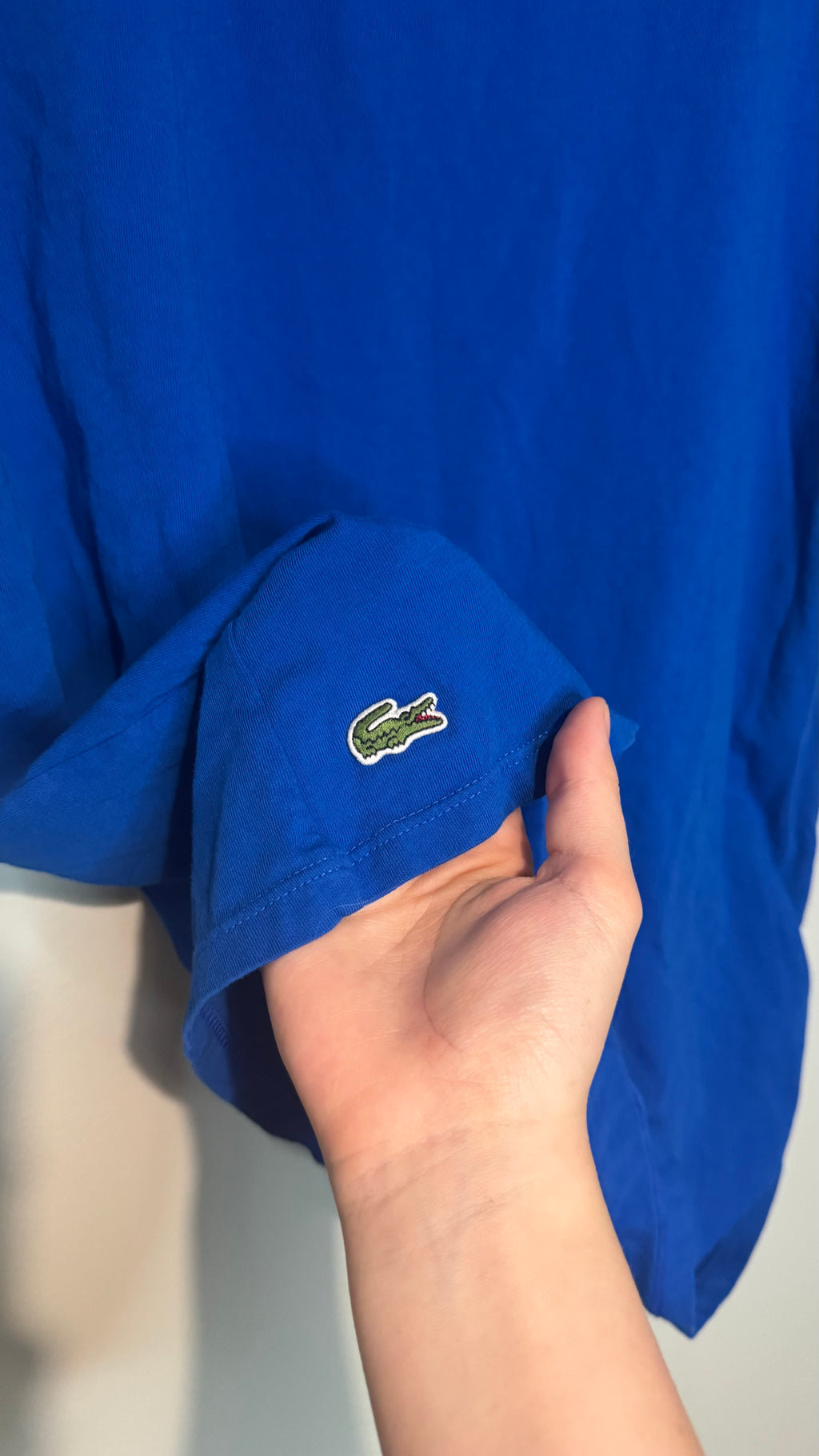 Lacoste Men’s Blue Crew Neck T-Shirt 100% Cotton Crocodile Logo