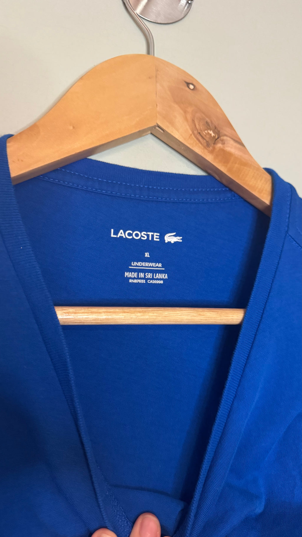 Lacoste Men’s Blue Crew Neck T-Shirt 100% Cotton Crocodile Logo