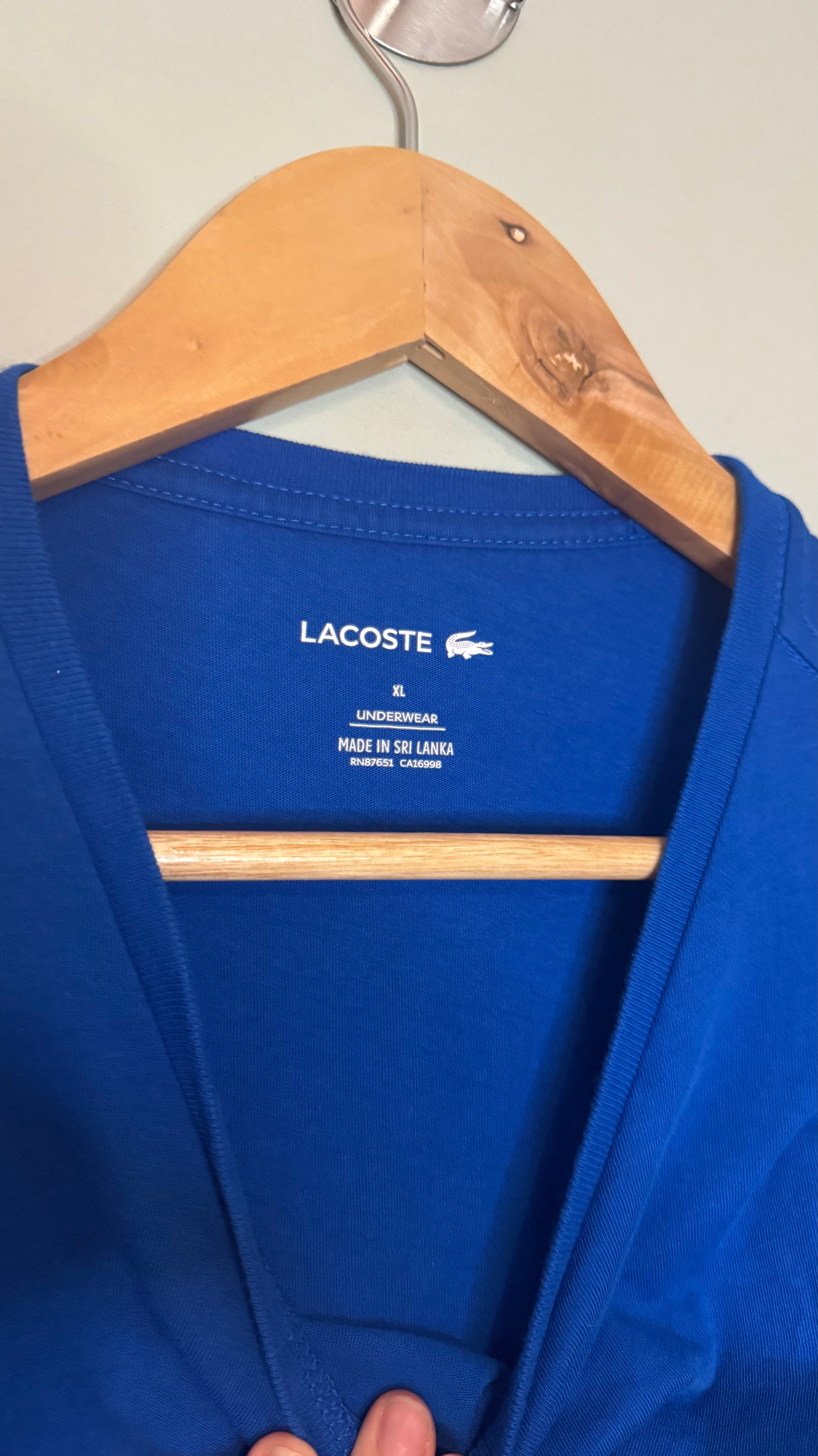 Lacoste Men’s Blue Crew Neck T-Shirt 100% Cotton Crocodile Logo