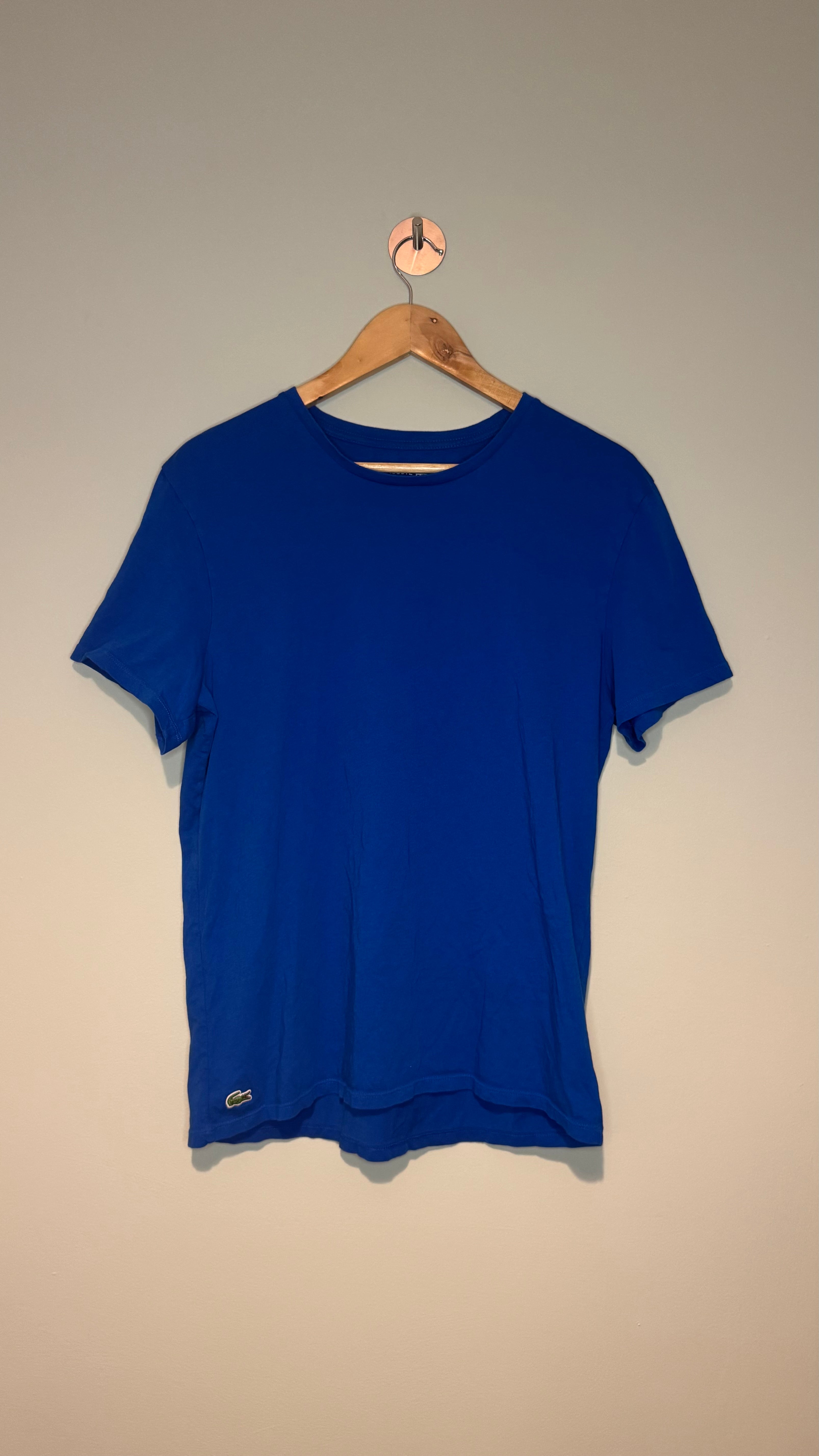 Lacoste Men’s Blue Crew Neck T-Shirt 100% Cotton Crocodile Logo