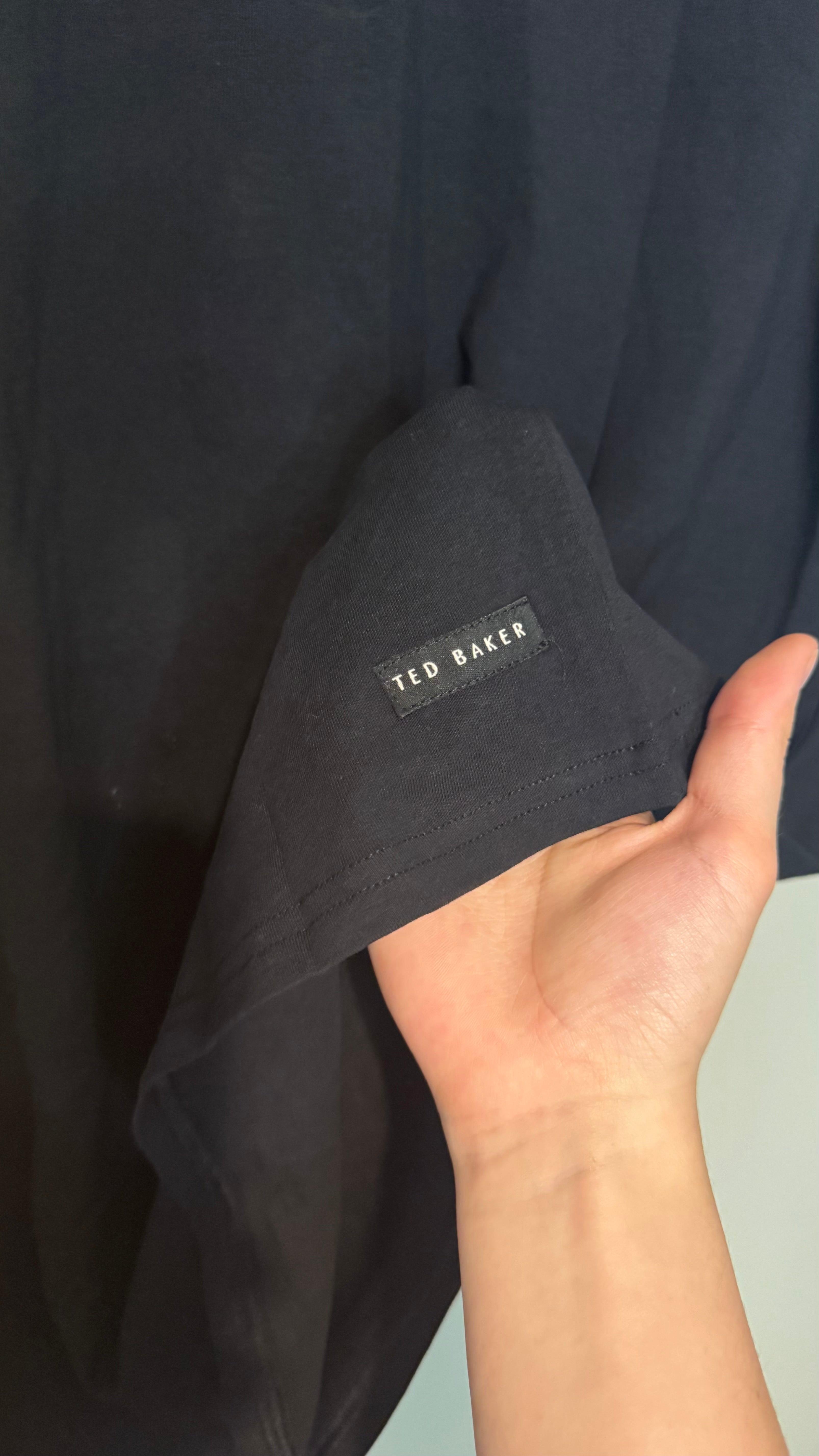 Ted Baker Black Stretch Cotton Crew Neck T-Shirt