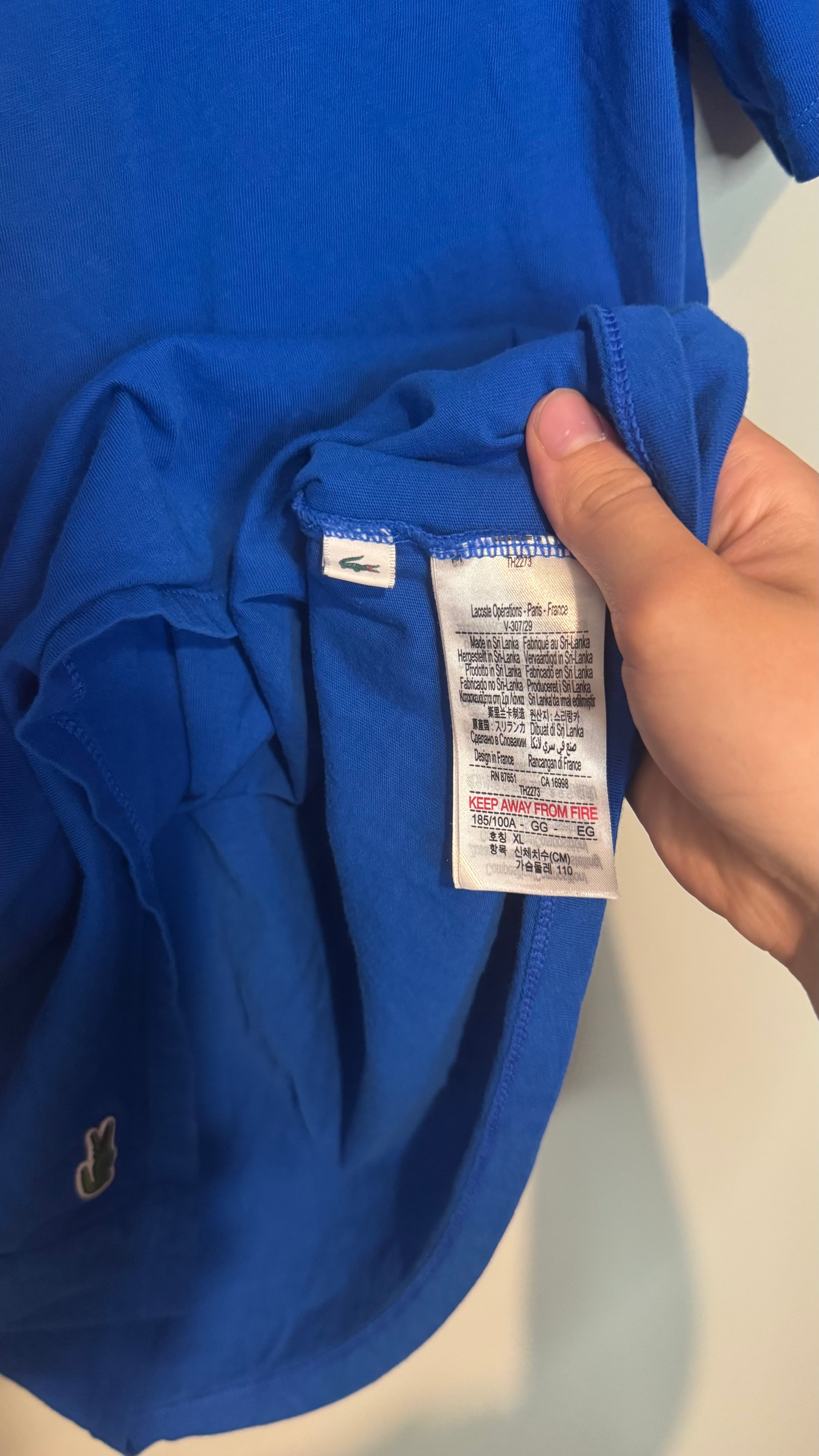 Lacoste Men’s Blue Crew Neck T-Shirt 100% Cotton Crocodile Logo