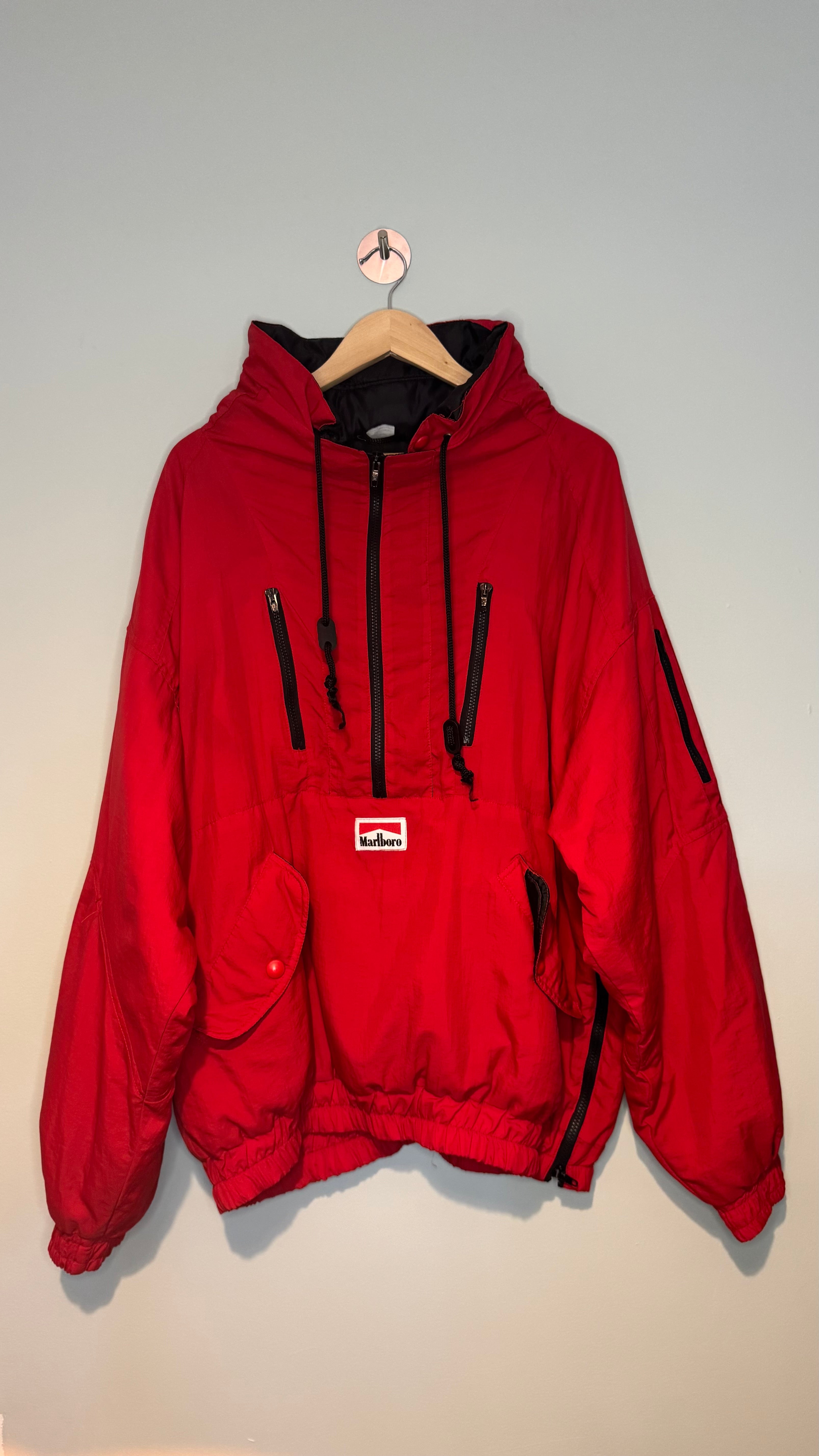 Vintage Marlboro Adventure Team Red Pullover Windbreaker Jacket XL