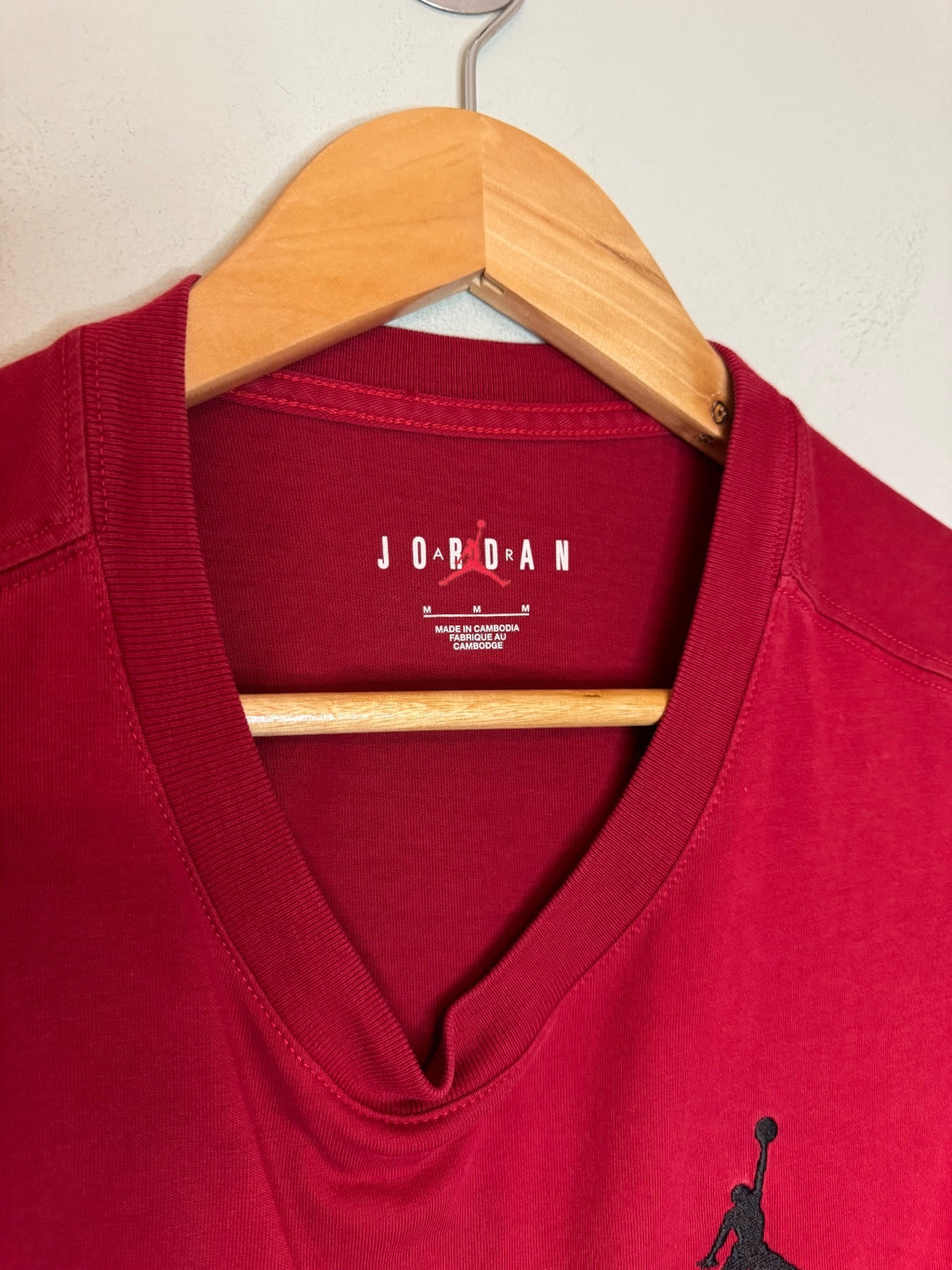 Red Jordan T-Shirt with Black Jumpman Logo, Size Medium